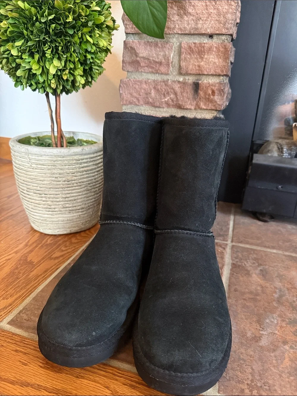 Barely Worn UGG Short Black Suede Classic Boots